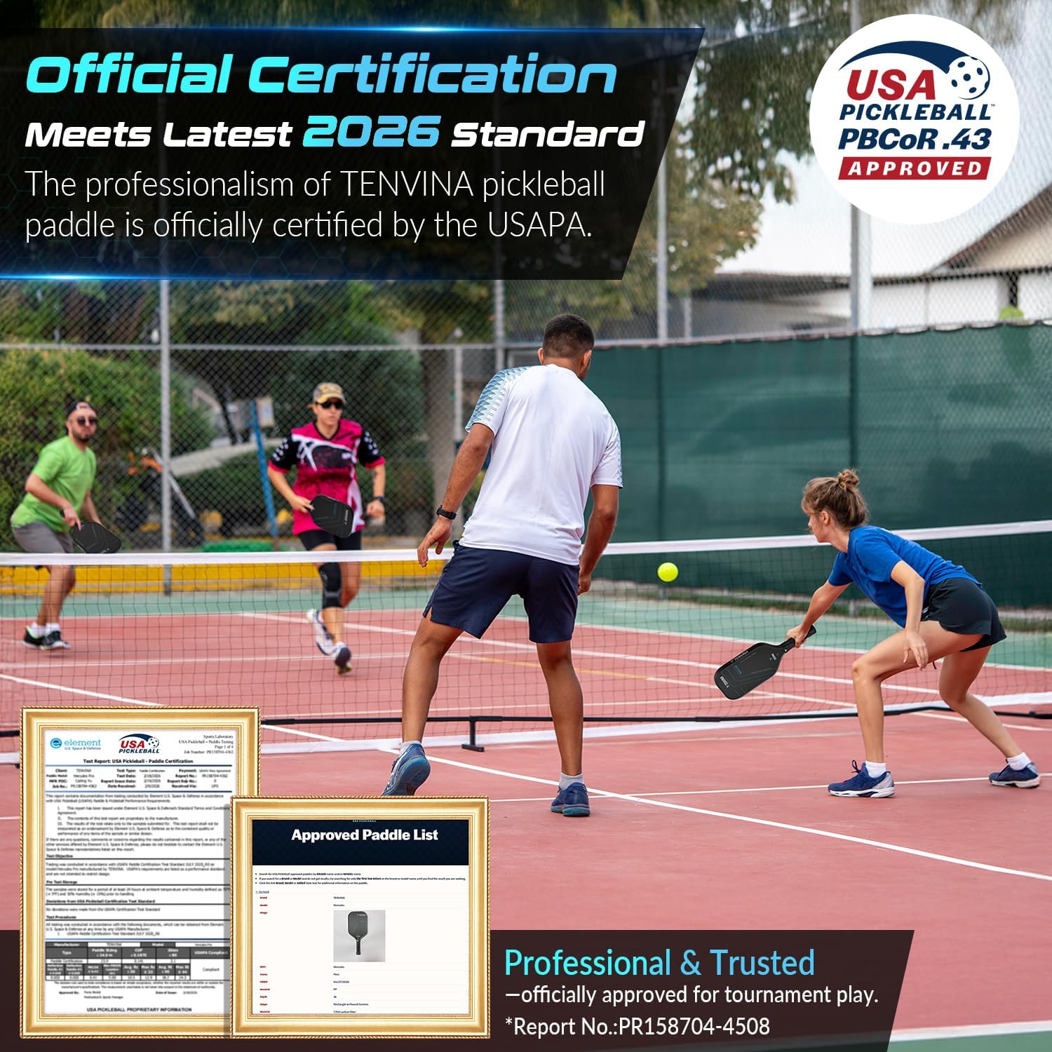 TENVINA Pickleball Paddles, Multi-Layer T700SC Textured Carbon Fiber Pickleball Paddle, Pickle Ball Paddle with Strong Spin & Power Surface, 4-Types of Shapes and Thicknesses, USAPA Approved - Image 7