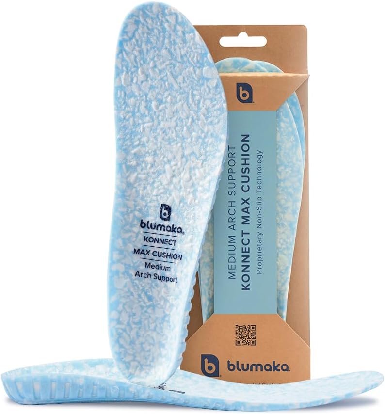 Blumaka Non-Slip Pickleball-Ready Insoles for Court Shoes, High Cushion Stability Athletic Inserts, Arch Support for Flat Feet & Plantar Fasciitis (Medium Arch Support, Men s 9-9.5 | Women s 10-10.5)