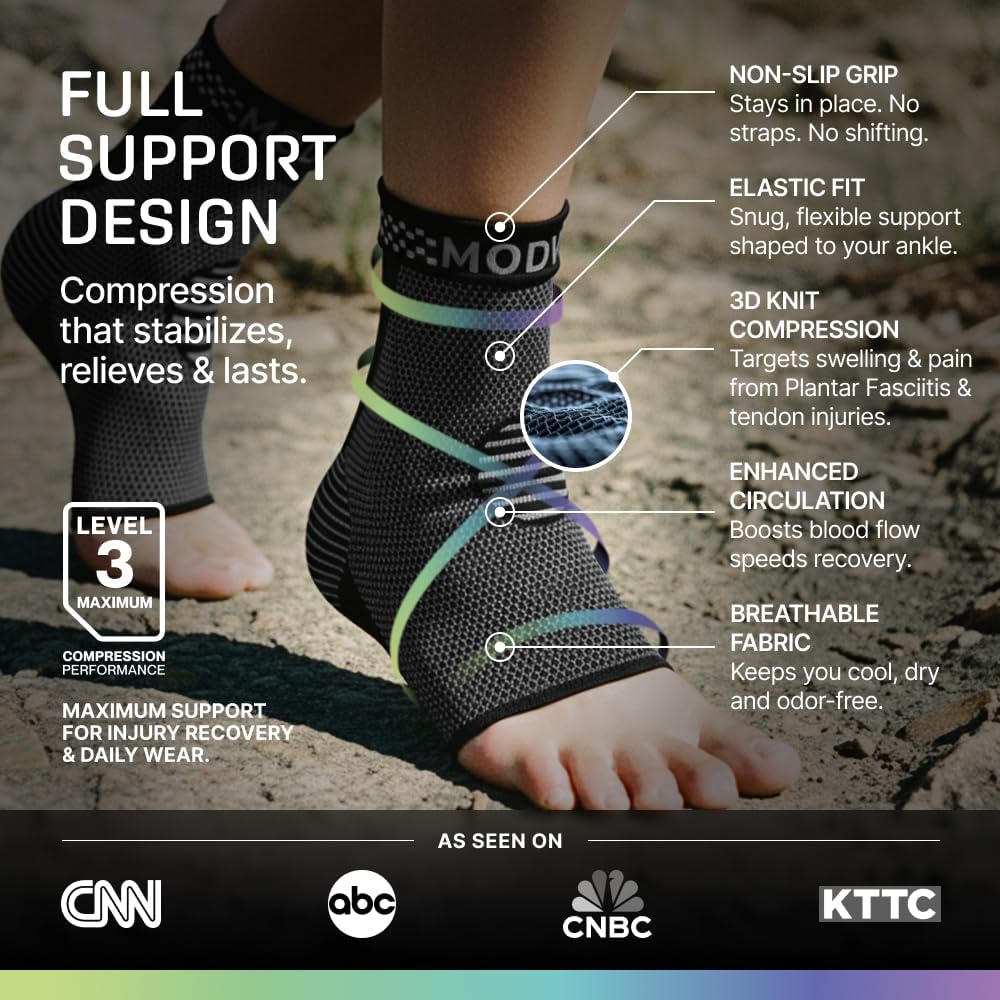 Modvel Foot & Ankle Brace Socks for Sprained Ankle Compression Sleeve - Foot Support for Women & Men - Tendonitis & Arthritis Ankle Brace Sports Running, Torn Ligaments & Women Stabilizing Ankle Wrap - Image 5