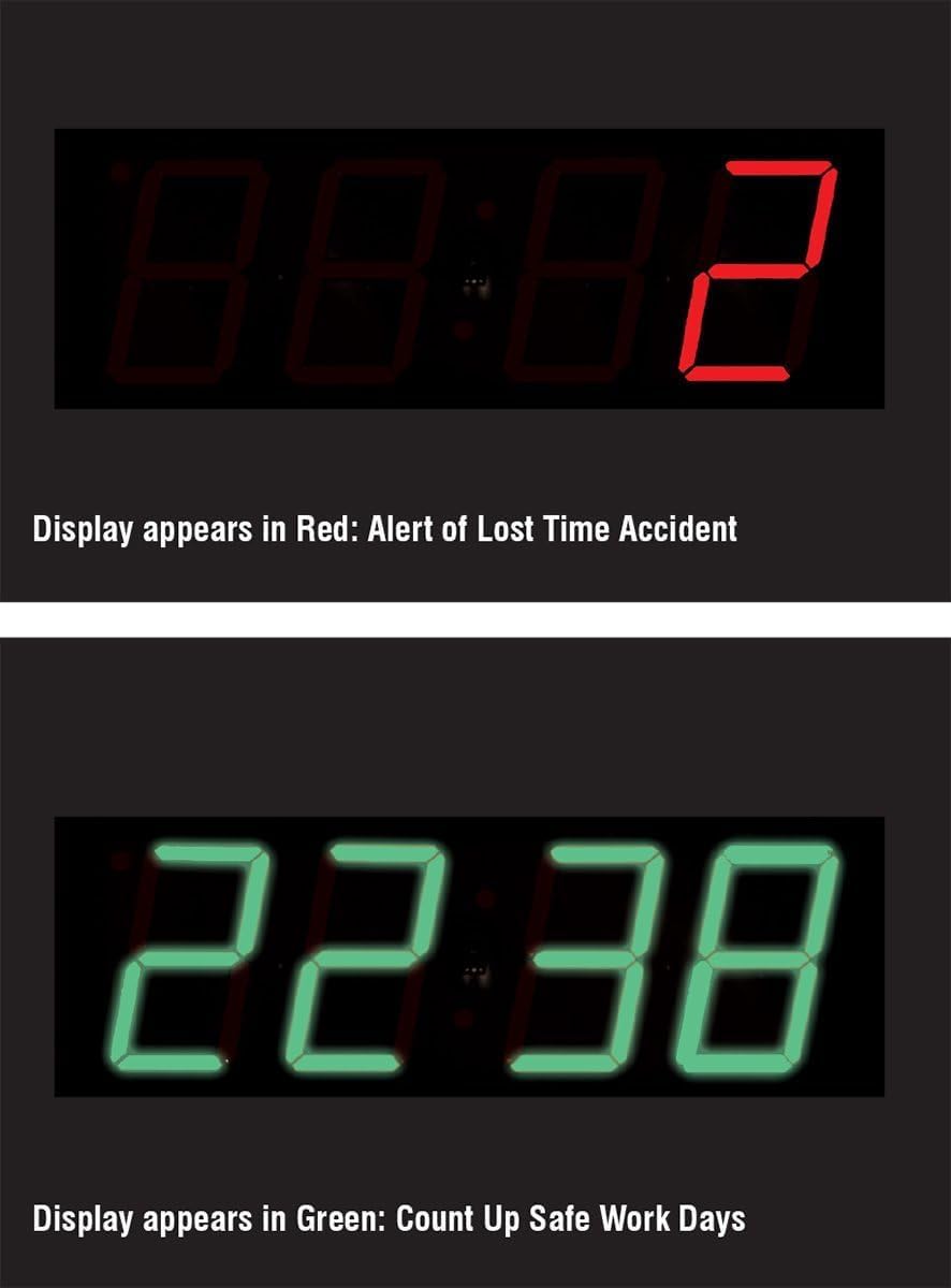 Accuform SCK115 Aluminum Digi-Day Electronic Scoreboard, "ON THE JOB SAFETY BEGINS HERE - WE HAVE WORKED #### DAYS WITHOUT A LOST TIME ACCIDENT - ACCIDENTS ARE AVOIDABLE" - Image 3