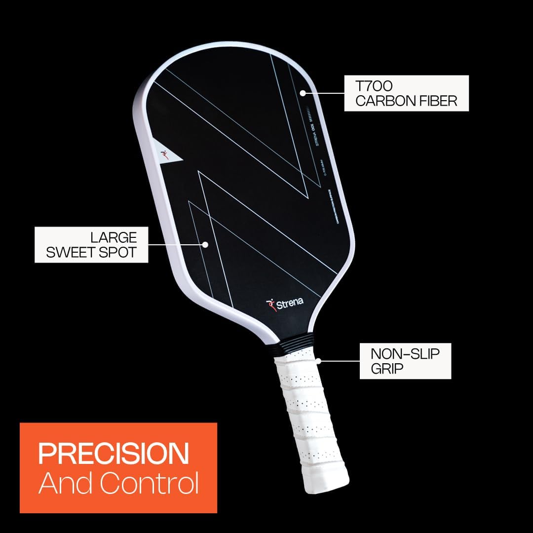 Strena T700 Carbon Fiber Pickleball Paddle – Lightweight Pickleball Racquet for Control, Power & Spin – High-Performance Textured Face with Honeycomb Core & Comfort Grip – USAPA Standard - Image 2