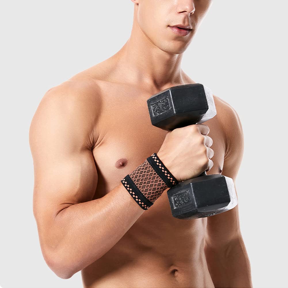 Copper Wrist Compression Brace (2Pcs), Elastic Wrist Support Sleeve Wrist Braces for Tendonitis, Arthritis, Carpal Tunnel Pain Relief, Soft Wrist Wrap Wristbands for Sport, Fitness, Workout, Typing(S) - Image 6