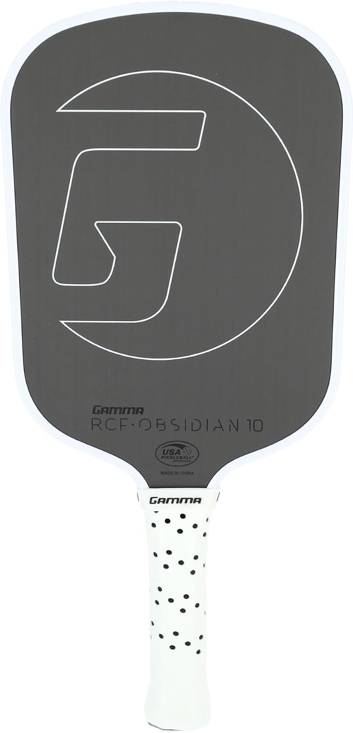 GAMMA RCF Obsidian Pickleball Paddle, Raw Carbon Fiber, 10mm, 13mm, and 16mm Options, Comfortable Molded Foam Handle, Sleak Design, Customizable Handle Weight System