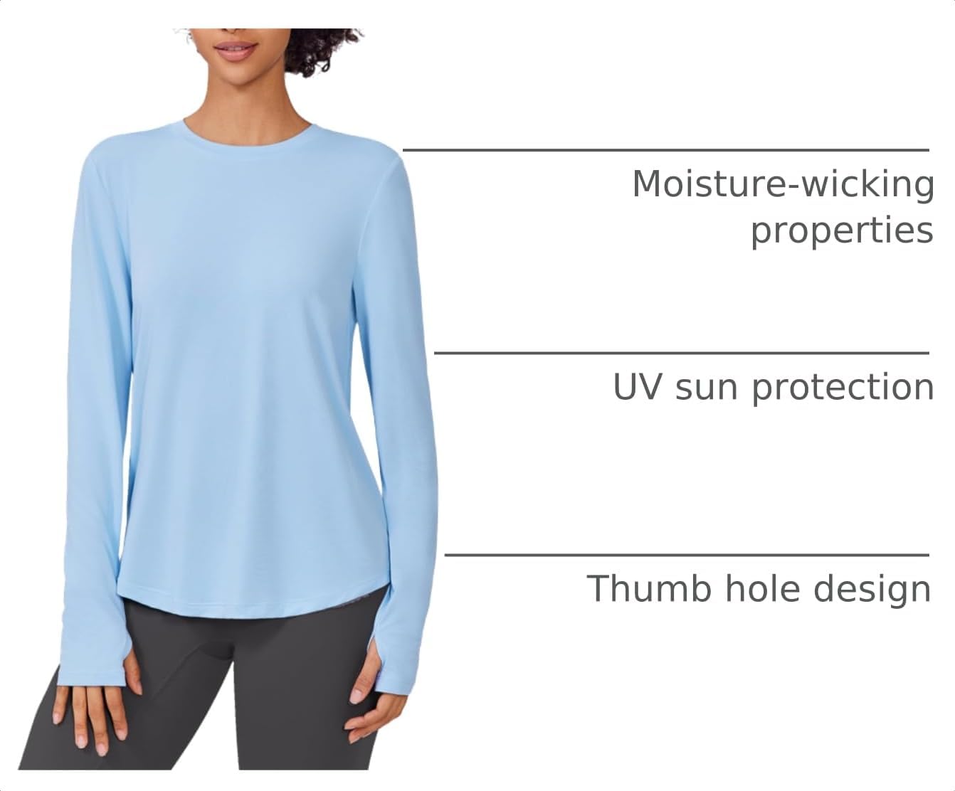 PINSPARK Soft Workout Tops for Women UPF 50+ Athletic Shirt with Thumb Hole | Quick Dry, Moisture Wicking with 4-way Stretch, Relax Fit, Lightweight Running Hiking Rash Shirt, Yoga & Gym - Image 4