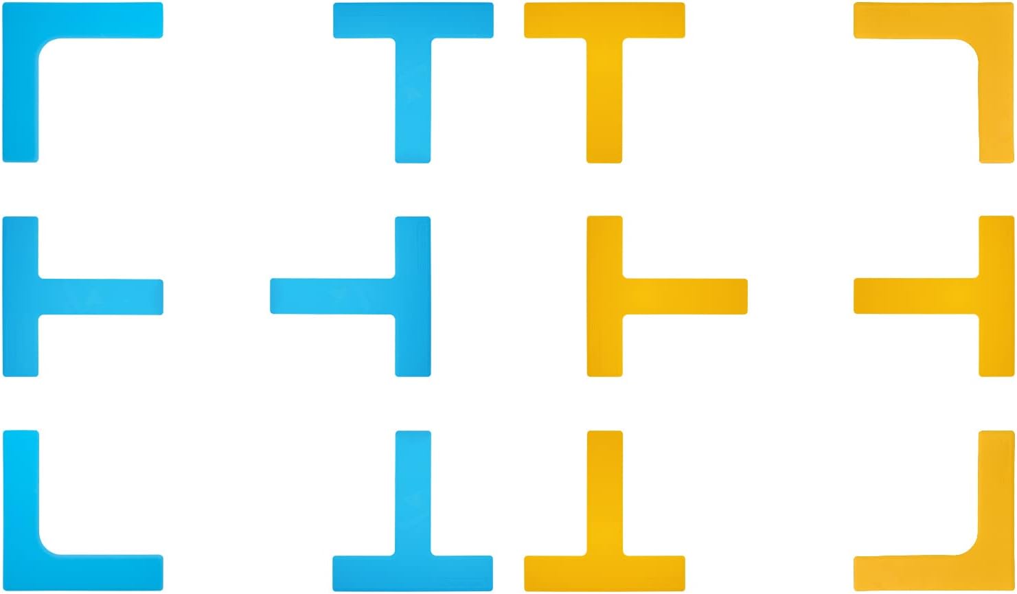 Pickleball Court Marker Kit - Court Corner & Line Marker Set, L & T Throw-Down Markers, Create Your Own Mini Pickleball, Tennis & Badminton Court, 12pc + Carry Bag (Blue-Yellow) - Image 9