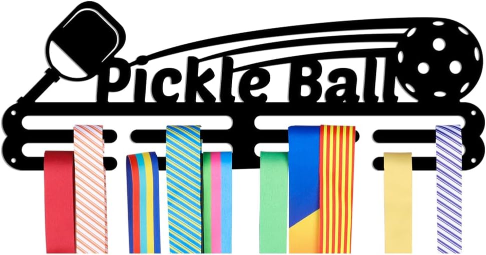 NBEADS Pickleball Medal Holder, Medal Hanger Display for Wall with 16inch Lrace Medal Display Upgraded with Simple Design for Pickleball gymanstics Race Swim Mounted Over 50 Medals Easy to Install