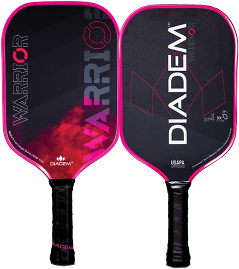 Diadem Warrior Pickleball Paddle | Carbon Fiber Face, 3X L-Core Hybrid Nomex Polymer Honeycomb Core, Grit Paint Surface for Spin, Control and Power | Indoor/Outdoor | USAPA Approved - Image 4