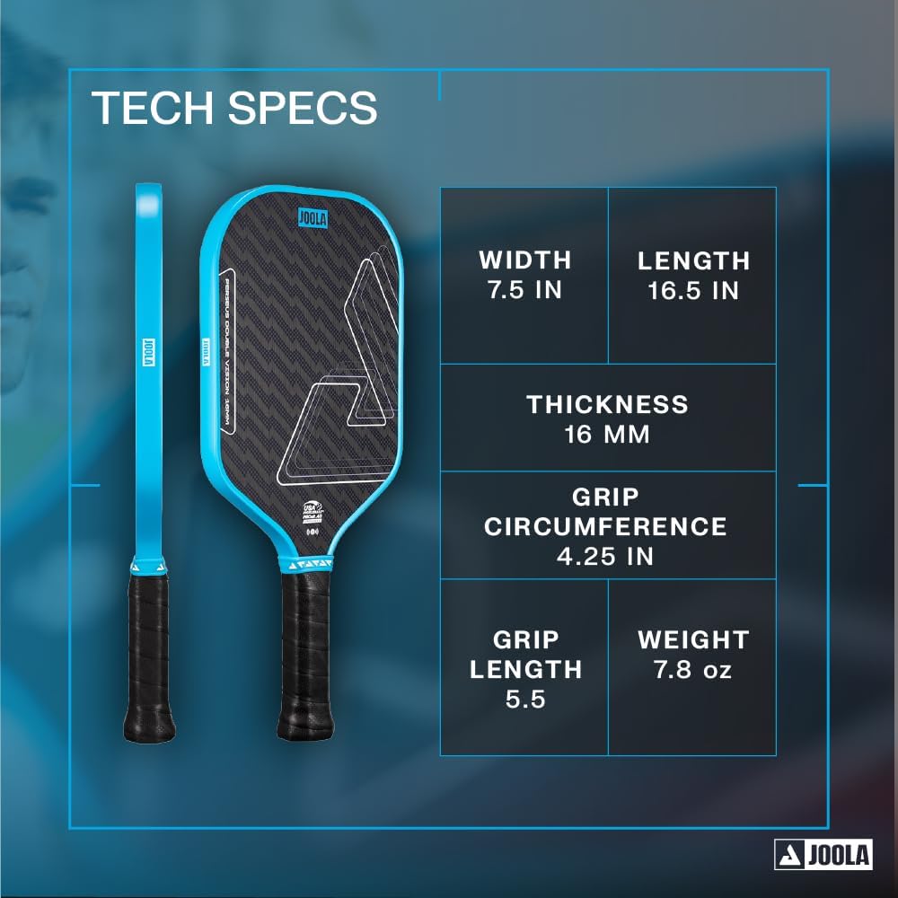 JOOLA Double Vision 16mm Pickleball Paddle - Signature and Standard Shape - Aramid Surface for Softer Responsive Touch - SK Film for Reduce Vibration - USAP Approved - NFC Chip Enabled - Image 2