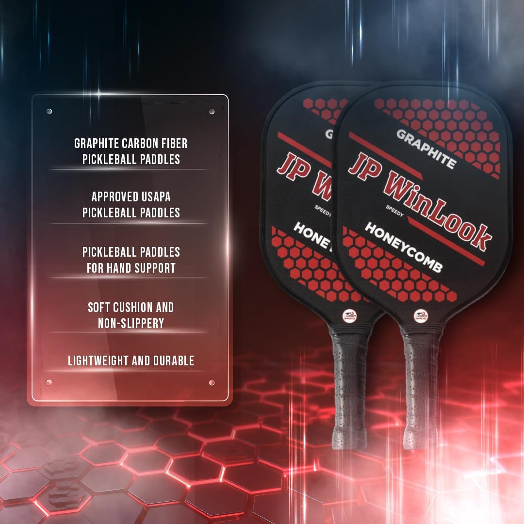 JP WinLook Premium Pickleball Paddles Set – USAPA Pickleball Set - Graphite Carbon Fiber Rackets for Women & Men and Balls for Indoor or Outdoor Play - Racquets, Pickleballs & Carry Bag - Image 4