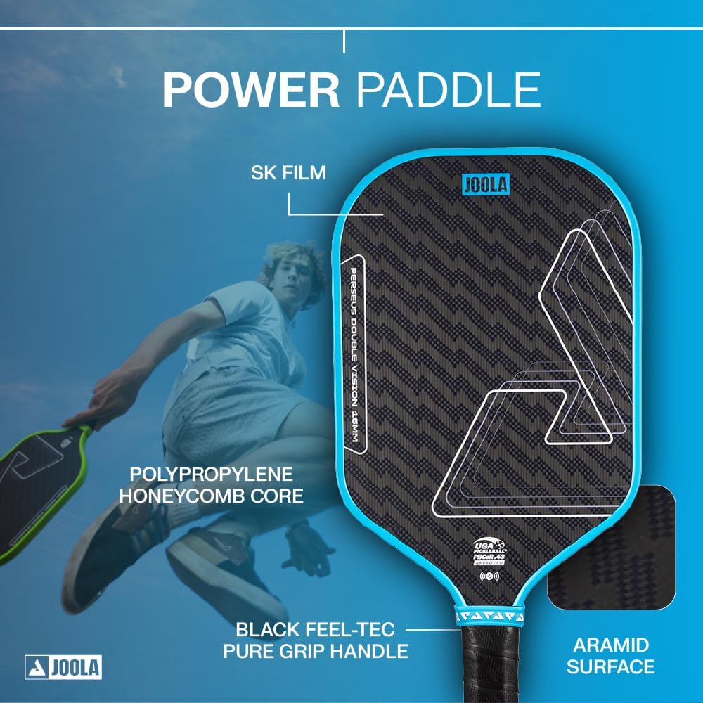 JOOLA Double Vision 16mm Pickleball Paddle - Signature and Standard Shape - Aramid Surface for Softer Responsive Touch - SK Film for Reduce Vibration - USAP Approved - NFC Chip Enabled - Image 3