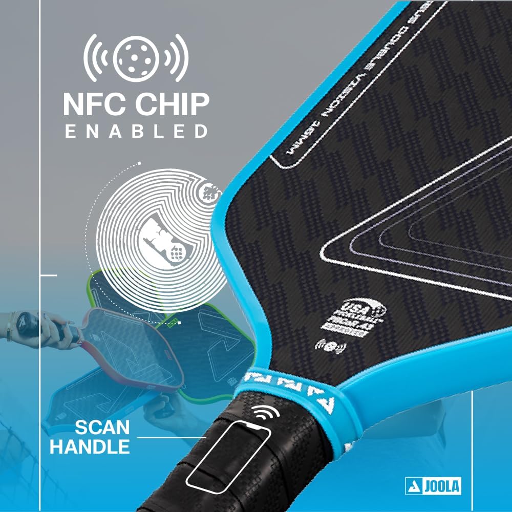 JOOLA Double Vision 16mm Pickleball Paddle - Signature and Standard Shape - Aramid Surface for Softer Responsive Touch - SK Film for Reduce Vibration - USAP Approved - NFC Chip Enabled - Image 4