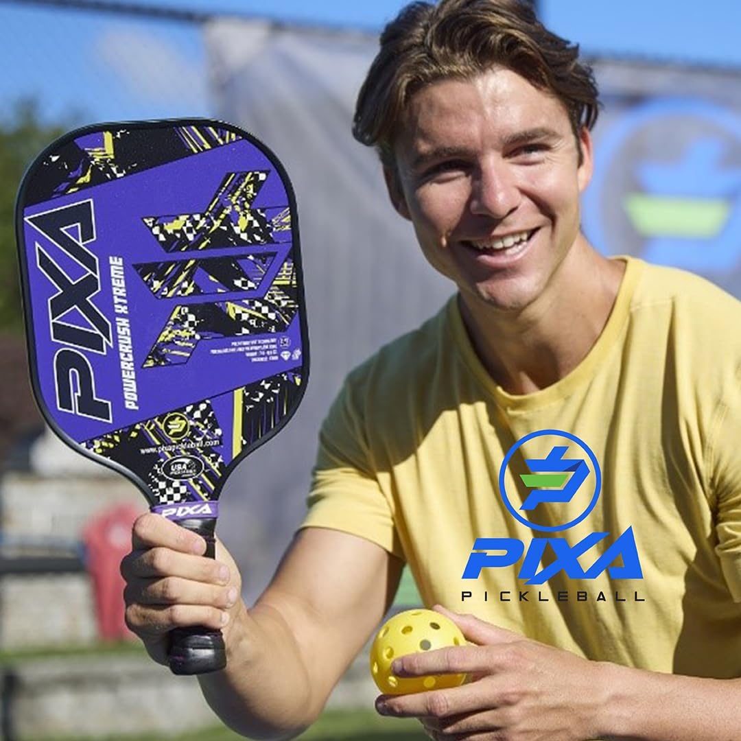 PIXA Powercrush Xtreme Fiberglass Face 13mm Pickleball Paddle with Friction Surface for Great Spin and Control! Beginner/Intermediate; Great Gift! - Image 6