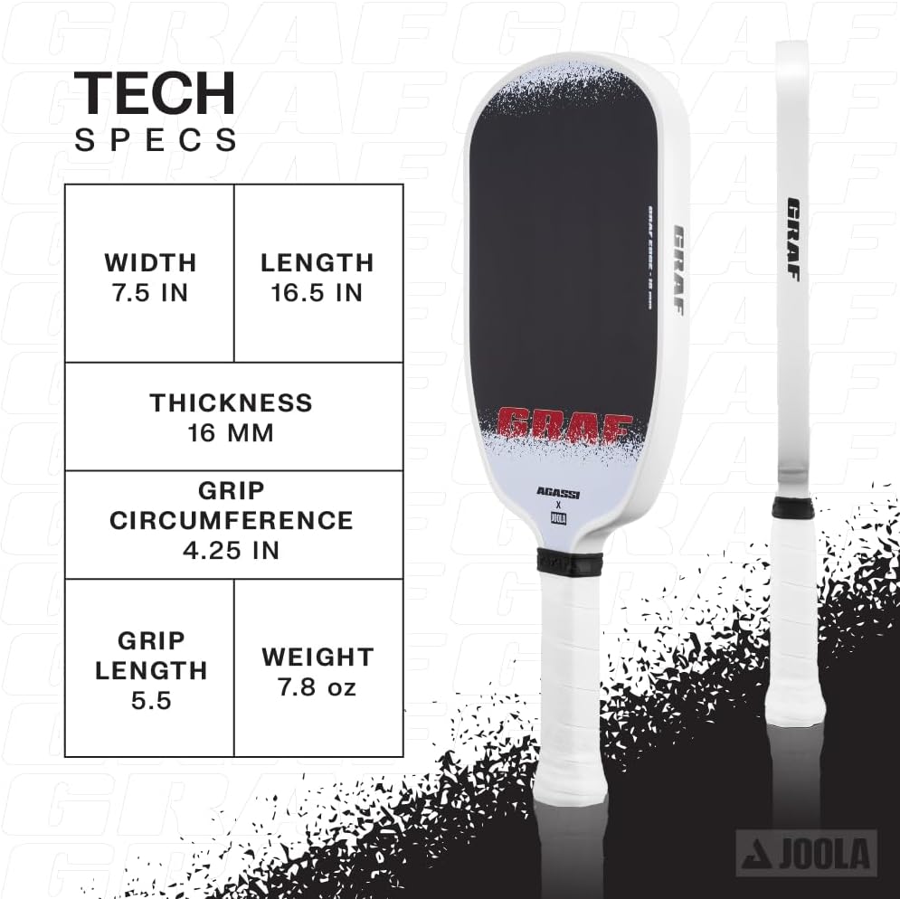 JOOLA GRAF Edge 16mm Pickleball Paddle - Carbon Fiber Pickleball Racket for Increased Spin & Control - Agassi Shape for Power & Precision - UPA-A Certified - USAP Approved - NFC Chip Enabled - Image 2