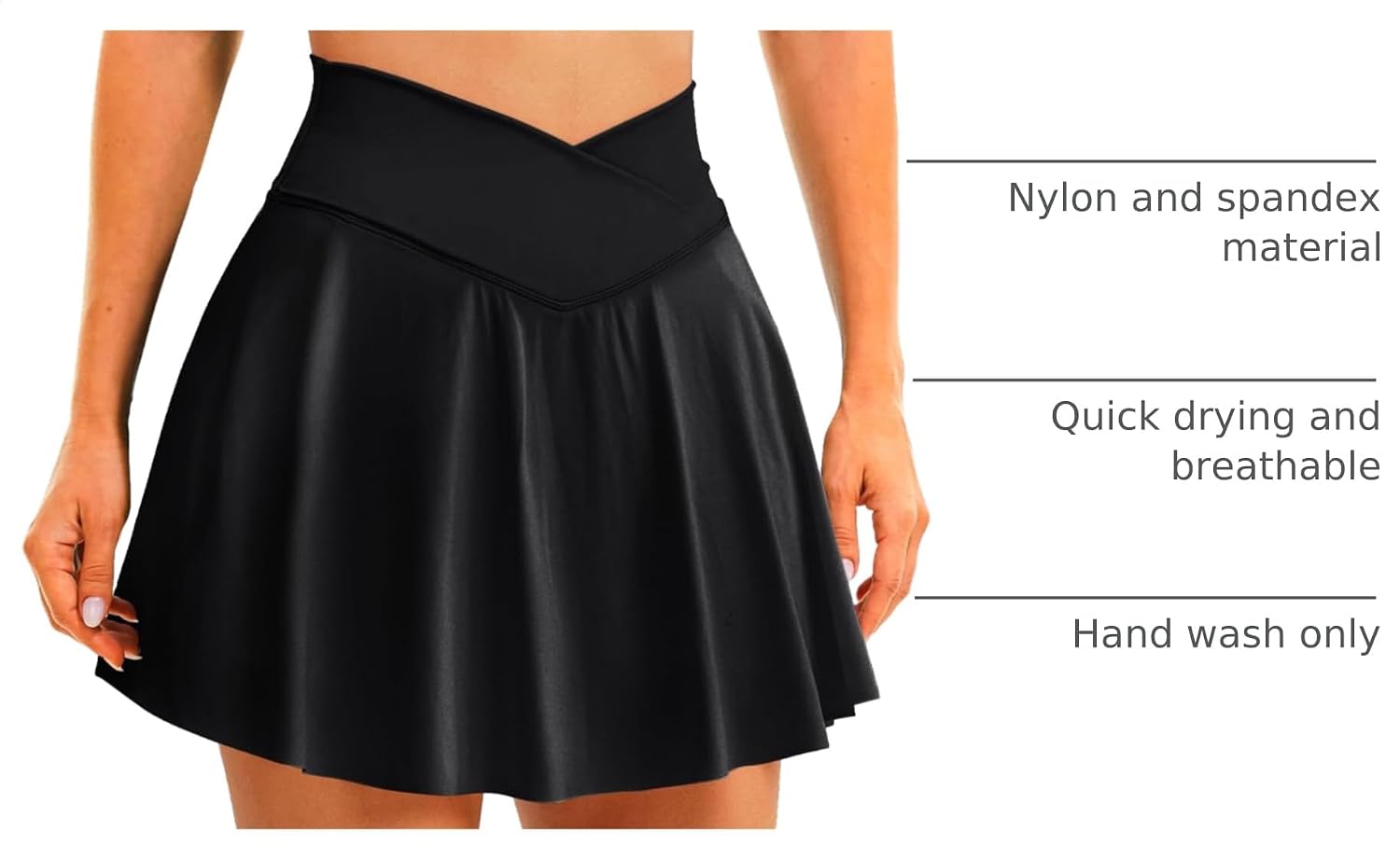 DLOODA Womens Tennis Skirt Crossover High Waisted Skort with Pockets Shorts | Athletic Skirts for Golf Running Workout Pickleball, Aesthetic Activewear, Sporty Athleisure Style - Image 4