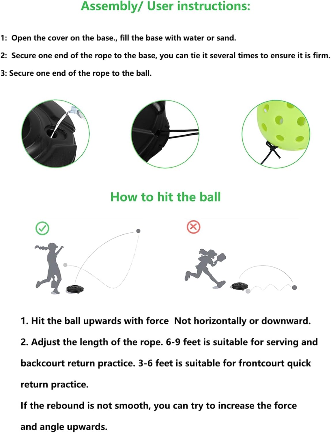 Match Buddy Pickleball Trainer with String Sportastic Pickleball Practice Rebounder Accessories Training Aids and Equipment Indoor Hitting Trainer Machine Outdoor - Image 7