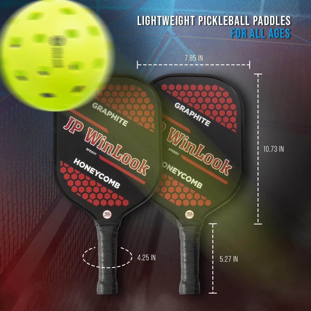 JP WinLook Premium Pickleball Paddles Set – USAPA Pickleball Set - Graphite Carbon Fiber Rackets for Women & Men and Balls for Indoor or Outdoor Play - Racquets, Pickleballs & Carry Bag - Image 6
