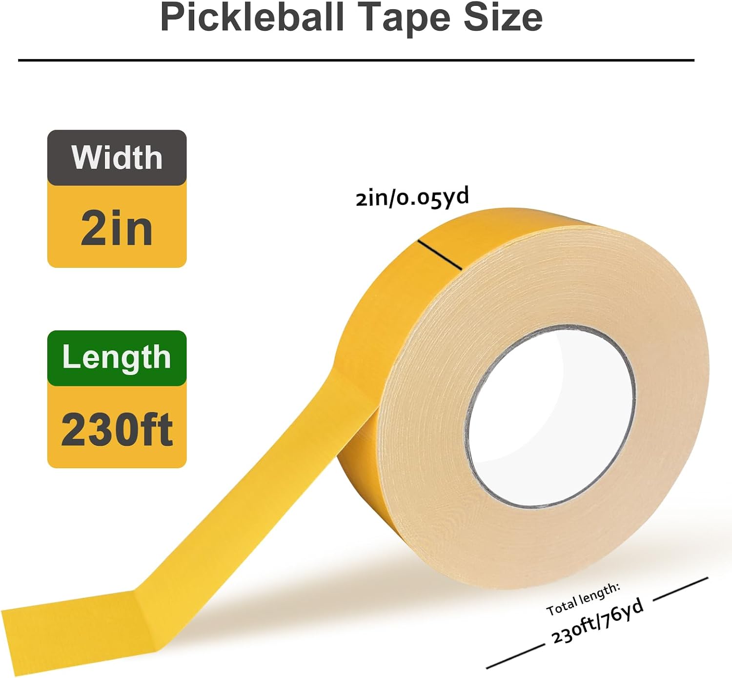 Portable Pickleball Court Tape Lines Outdoor/Indoor, 2in x 230FT Temporary Pickleball Court Marking Kit, Pickleball Tape for Outdoor Court, Like Pickleball, Badminton, Tennis, Basketball - Image 2
