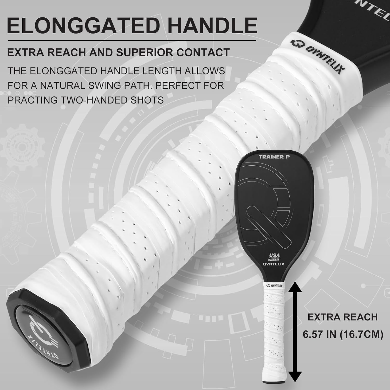 Pickleball Training Paddle -USAPA Approved Pickleball Trainer Practice Paddle,Carbon Fiber Particle Paint Frosted Surface, Extra Long Handle,16mm Core Sports Sweet Spot Training Racket - Image 5