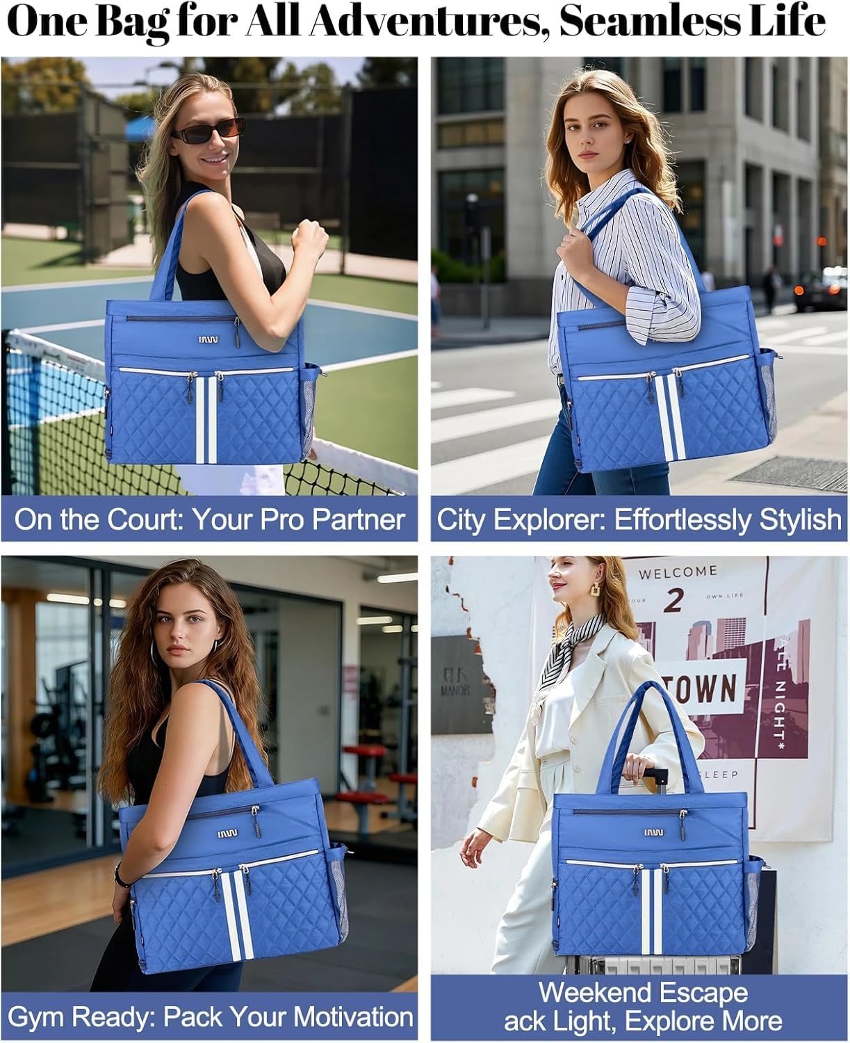 Tennis Bags for Women, Tennis Bag Holds 2 Rackets, Gym Bags with Ventilated Shoe Compartment, Suitable for Pickleball Tennis Badminton - Image 3