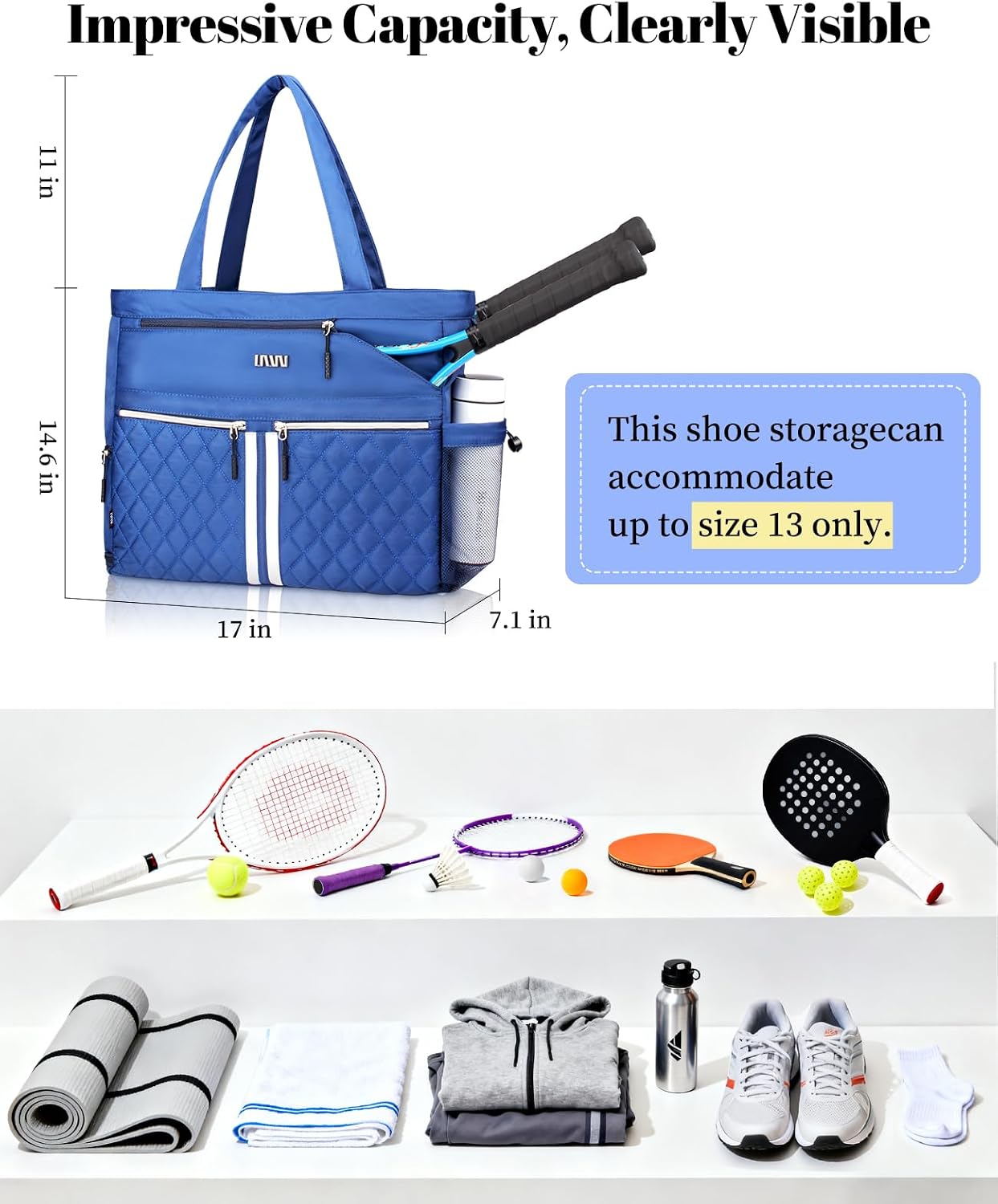 Tennis Bags for Women, Tennis Bag Holds 2 Rackets, Gym Bags with Ventilated Shoe Compartment, Suitable for Pickleball Tennis Badminton - Image 2
