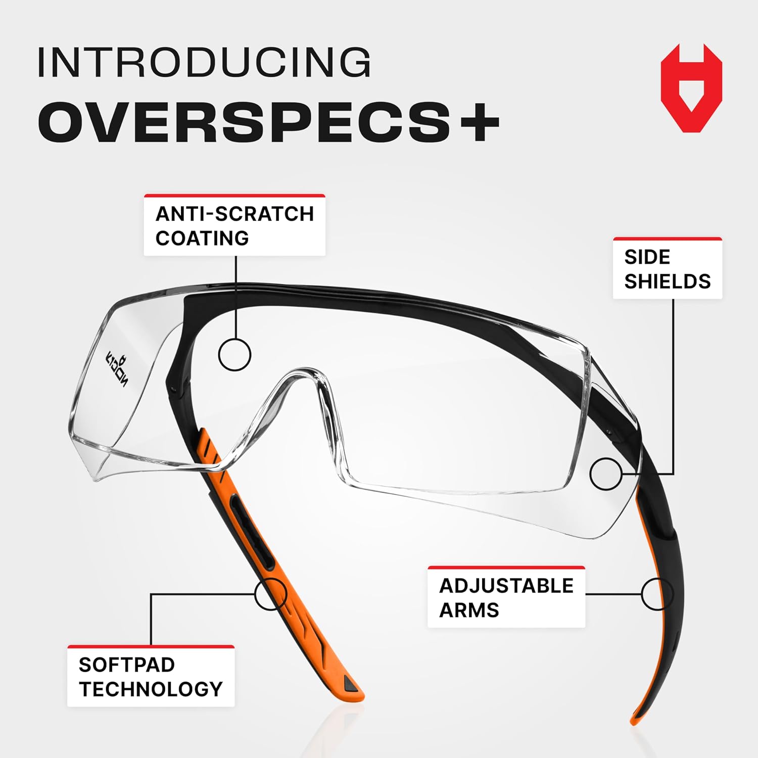 NoCry Safety Glasses Over Eyeglasses for Men and Women with Anti Scratch Lenses and Integrated Side Shields — Adjustable Temples with Anti-Slip Tips — 100% UV Protective Eyewear — ANSI Z87 Certified - Image 2