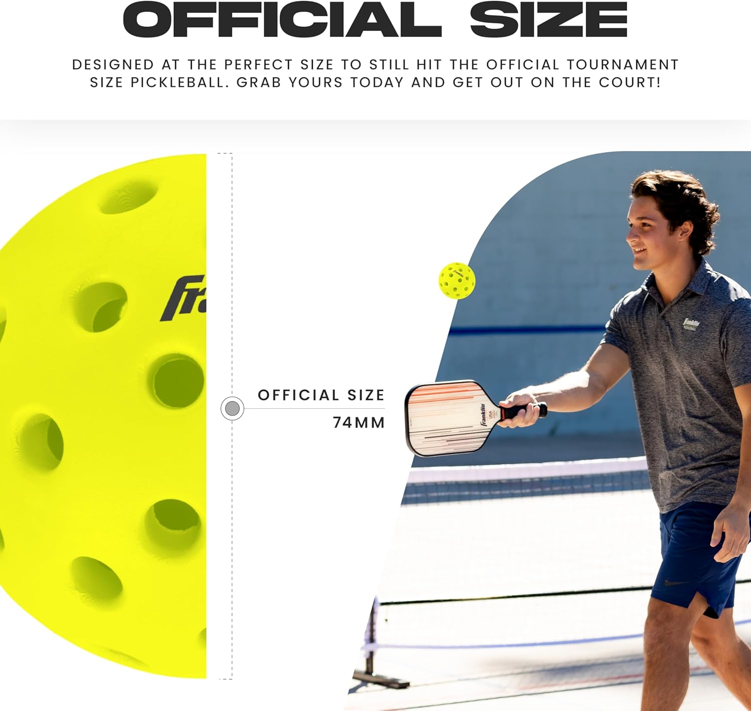 Franklin Sports Silent Serve Foam Pickleballs - Quiet Soft Pickleballs for Noise Reduction - Indoor + Outdoor Official Size Balls - Great for Practice + Training - 3 Pack - Optic Yellow - Image 4