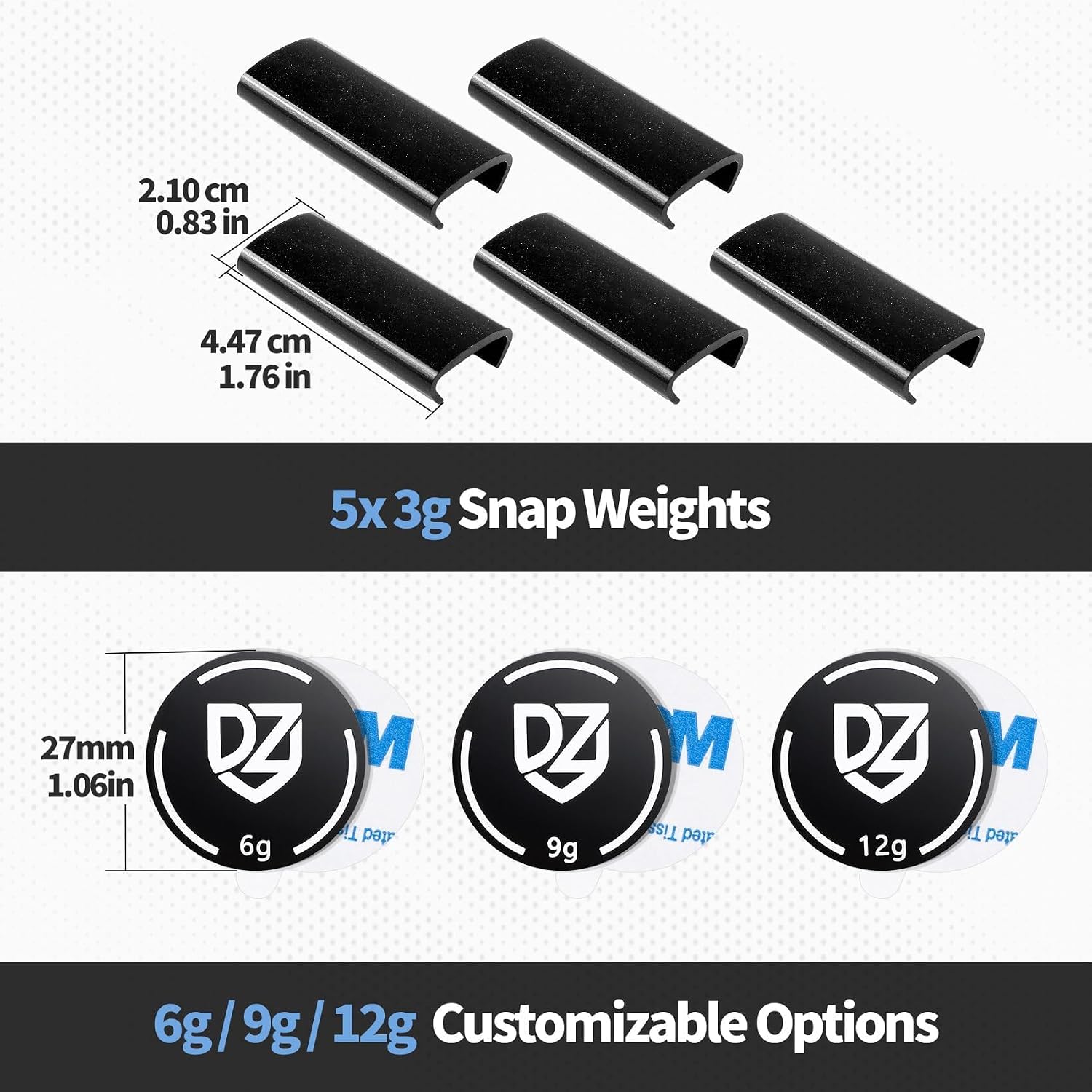 DZrudun Pickleball Paddle Weights,5x3g Snap Weights+End Cap Coins 6/9/12g | Lead-free weight clips and 27mm pickleball paddle cap weights for 16mm paddle,pickleball weight for balance control stability - Image 8