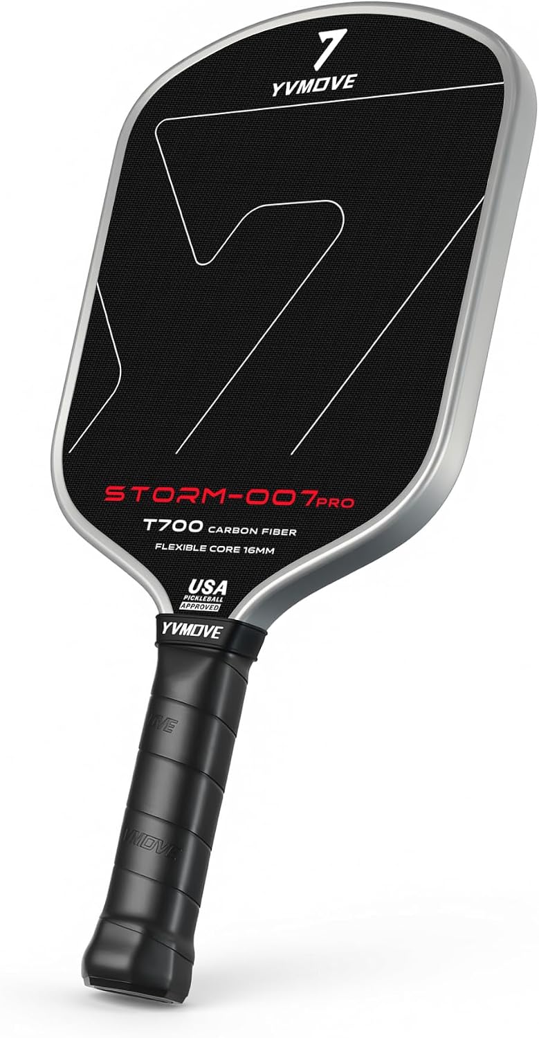 USAPA Approved 6-Layer Construction T700 Carbon Fiber Pickleball Paddle, 16mm Thermoformed Pickleball Racket with High Spin & Extended Grip, Professional Pickleball Paddle for Control and Power