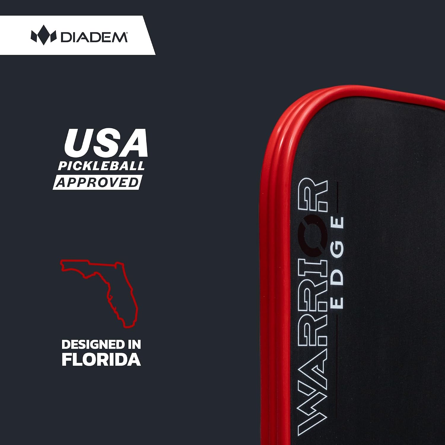 Diadem Warrior Edge Pickleball Paddles | Etched Carbon Face for Max Spin, 16mm Aero Guard, Comfort Max Grip, 16mm Honeycomb Core, Midweight 8oz | Indoor/Outdoor | USAPA Approved - Image 5