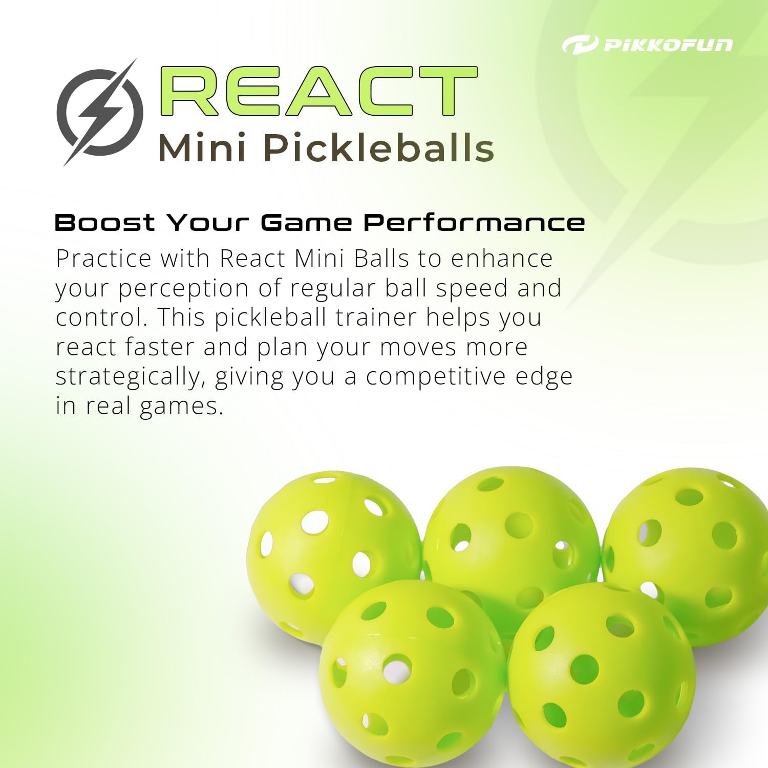 React Mini Pickleball Balls – 5 Pack 1.65" Small Pickleball Training Balls for Indoor Drills, Hand Speed & Paddle Control – Quiet Home Practice, Warm-Ups & Gifts – Lime Green - Image 3