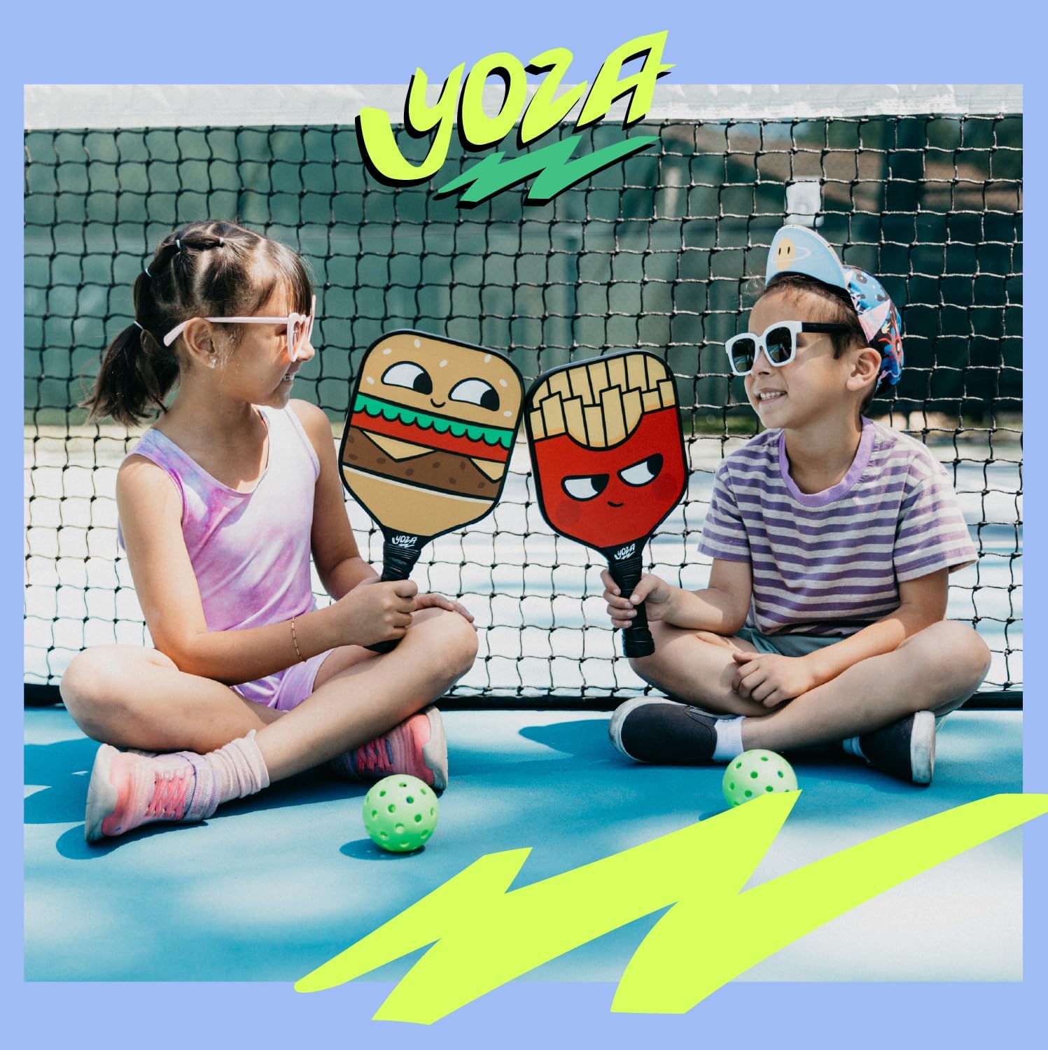 Kids Pickleball Paddle Set of 2 - Includes 2 Pickleball Paddles with 2 Balls, Lightweight, Fiberglass, Better Control, Beginner Racket, Perfect Pickleball Gift for Children Ages 4-12, Yoza - Image 3
