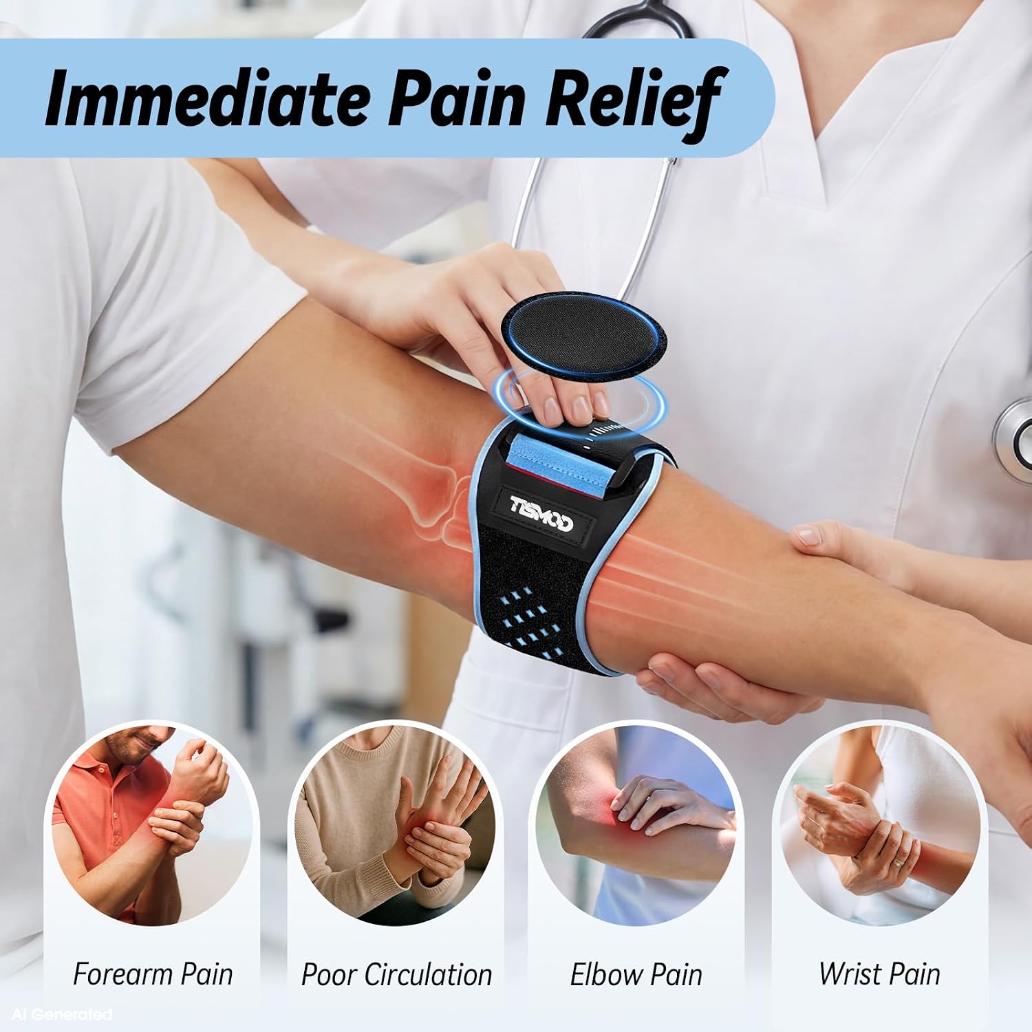 Tennis Elbow Brace for Men Women, Golfe Elbow Brace Gel Pads for Tendonitis | Counterforce Elbow Brace, Adjustable Golf Elbow Strap for Tendinitis Lateral Medial Epicondylitis, Fits Forearm 8''-10'' - Image 4
