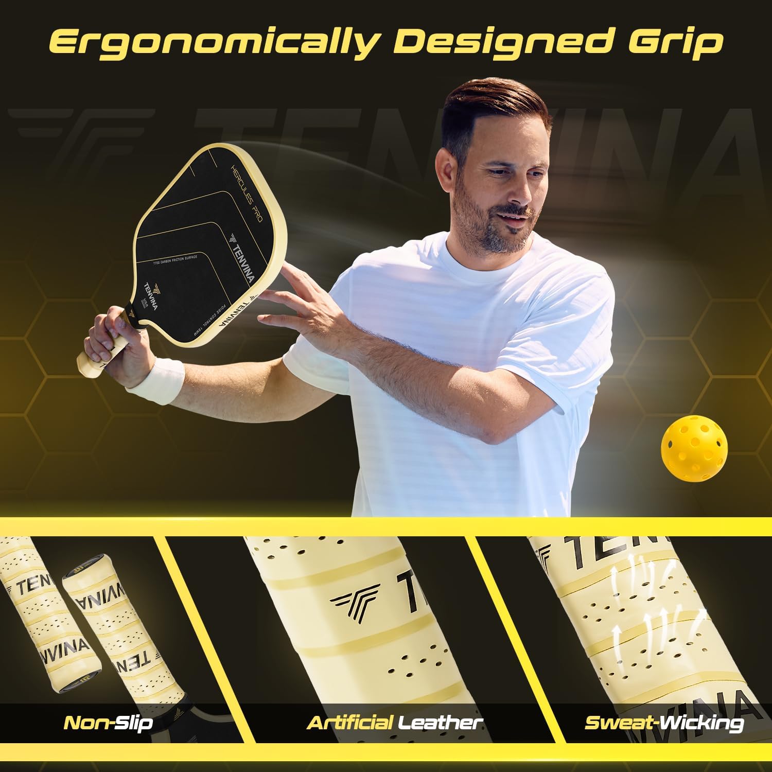 TENVINA Pickleball Paddles, Thermoformed T700SC Carbon Fiber Pickleball Paddle, Pickle Ball Paddle USAPA Approved for Larger Power and Sweet Spot - Image 6