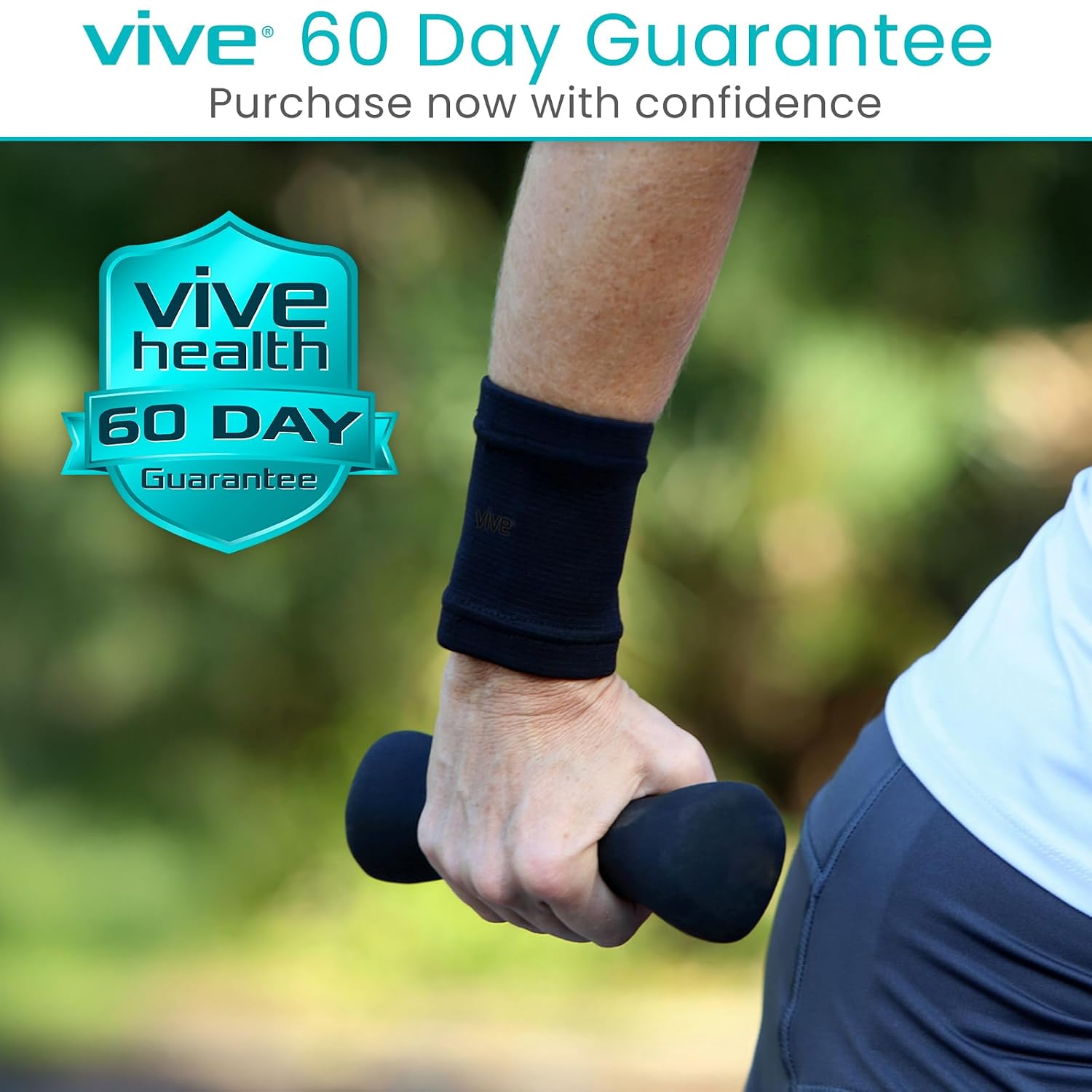 Vive Wrist Compression Sleeves for Women & Men (Pair) - Elastic Support | Wristband for Pain Relief & Circulation - Wrist Support for Carpal Tunnel, Arthritis, Tendonitis - Great for Sports Injury - Image 9