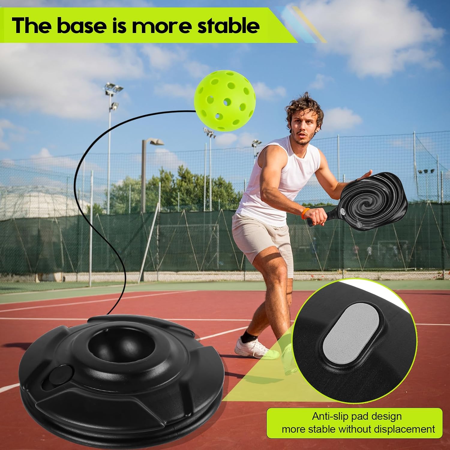 Match Buddy Pickleball Trainer with String Sportastic Pickleball Practice Rebounder Accessories Training Aids and Equipment Indoor Hitting Trainer Machine Outdoor - Image 3