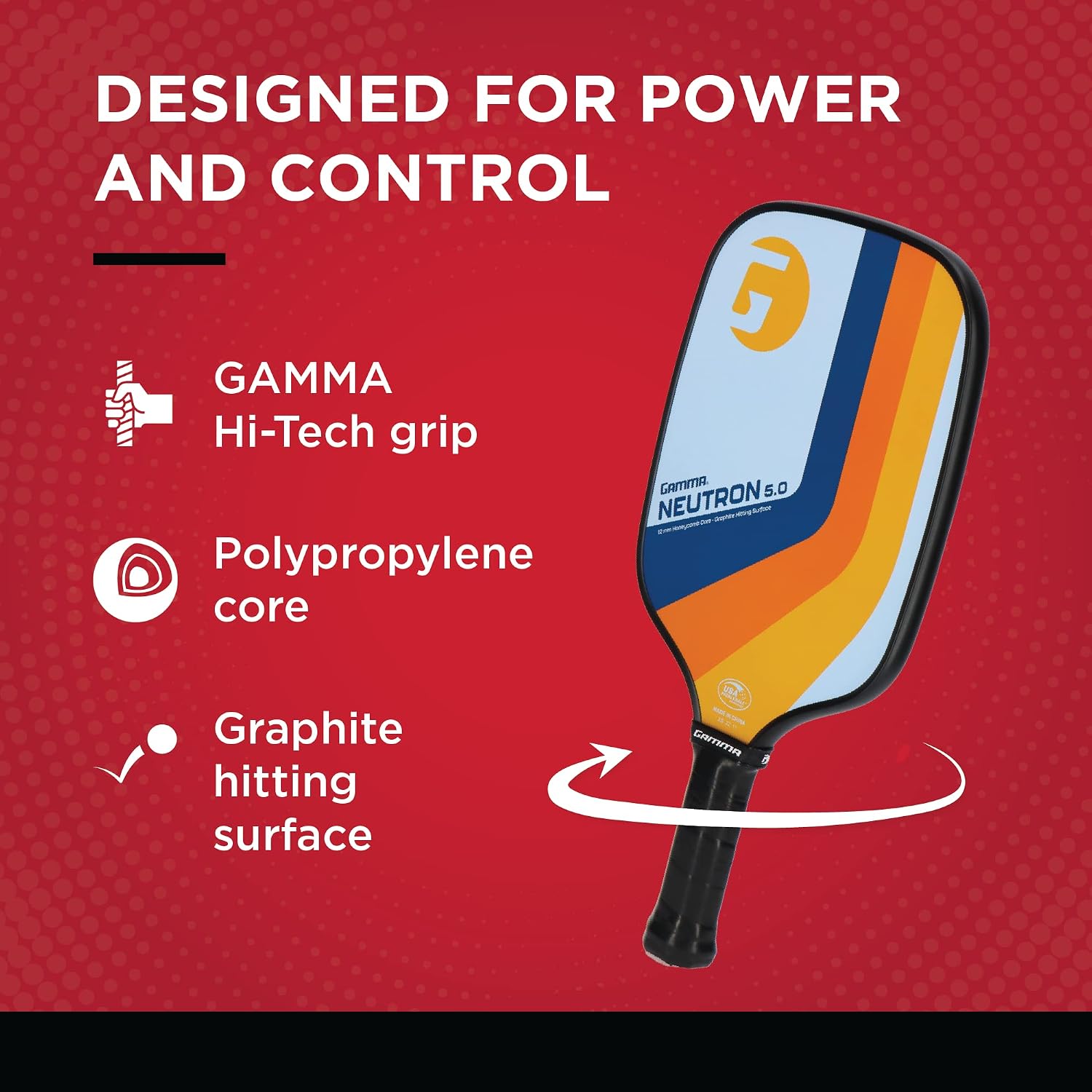 GAMMA Pickleball Paddles, Quantum Series, Micron 5.0, Neutron 5.0, Voltage 5.0, Atomic 5.0, USAPA Approved, Graphite Pickleball Paddle, Polypropylene Core, Honeycomb Grip, Great Feel, More Control - Image 8
