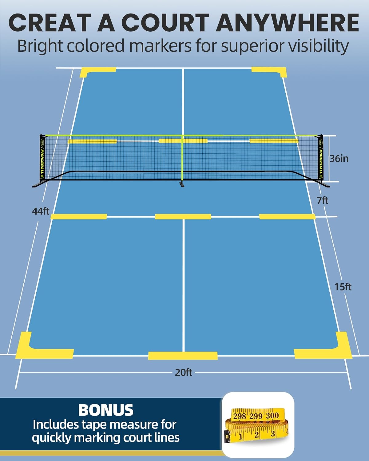 Bltend Portable Pickleball Net Set, 22FT Regulation Size Pickle Ball Net with Ball Collector, Court Marker and Tape Measure, Pickle Ball Net Set System for Indoor Outdoor Driveway Garages Backyard - Image 4