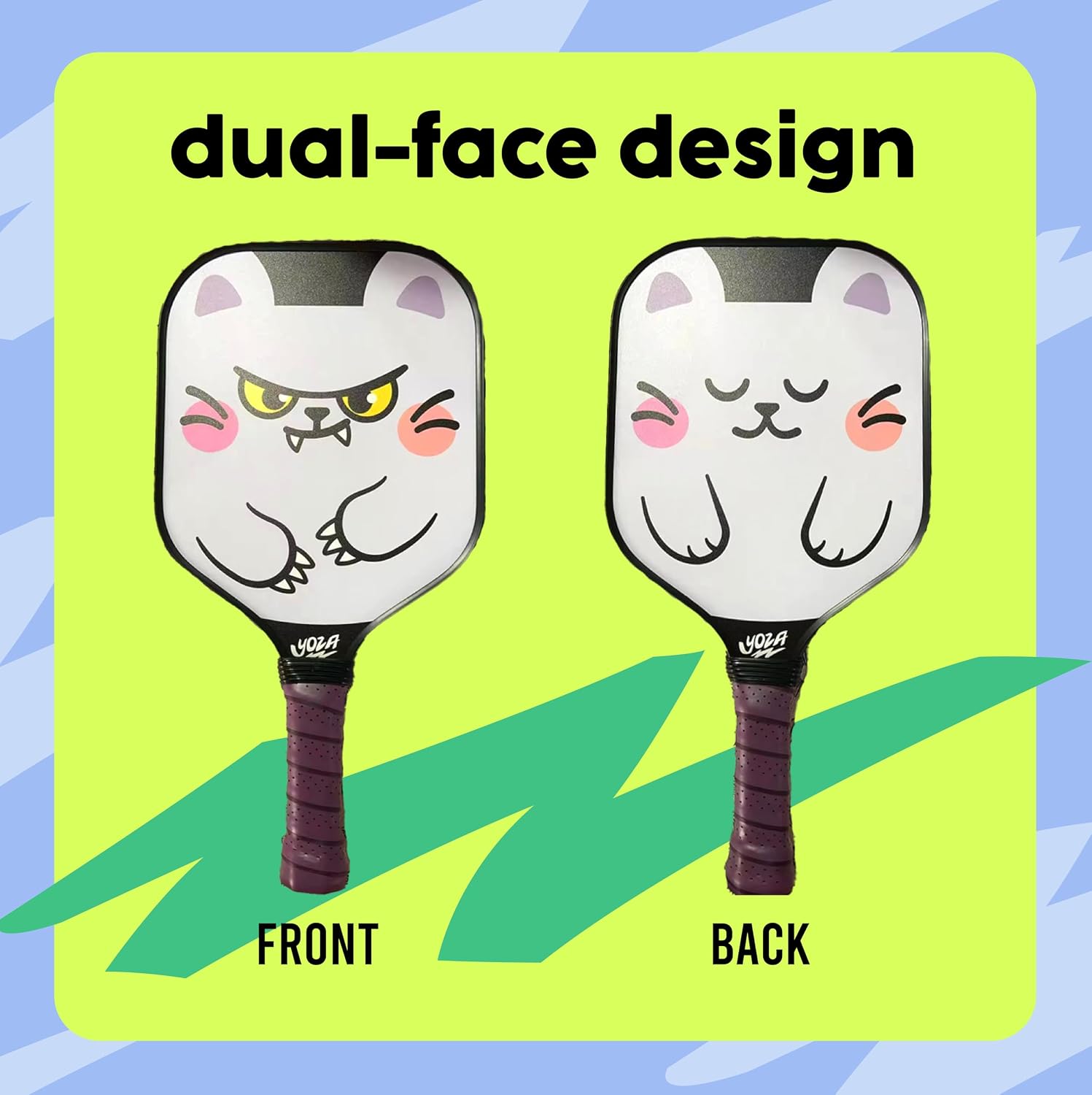 Kids Pickleball Paddle Set of 2 - Includes 2 Pickleball Paddles with 2 Balls, Lightweight, Fiberglass, Better Control, Beginner Racket, Perfect Pickleball Gift for Children Ages 4-12, Yoza - Image 4