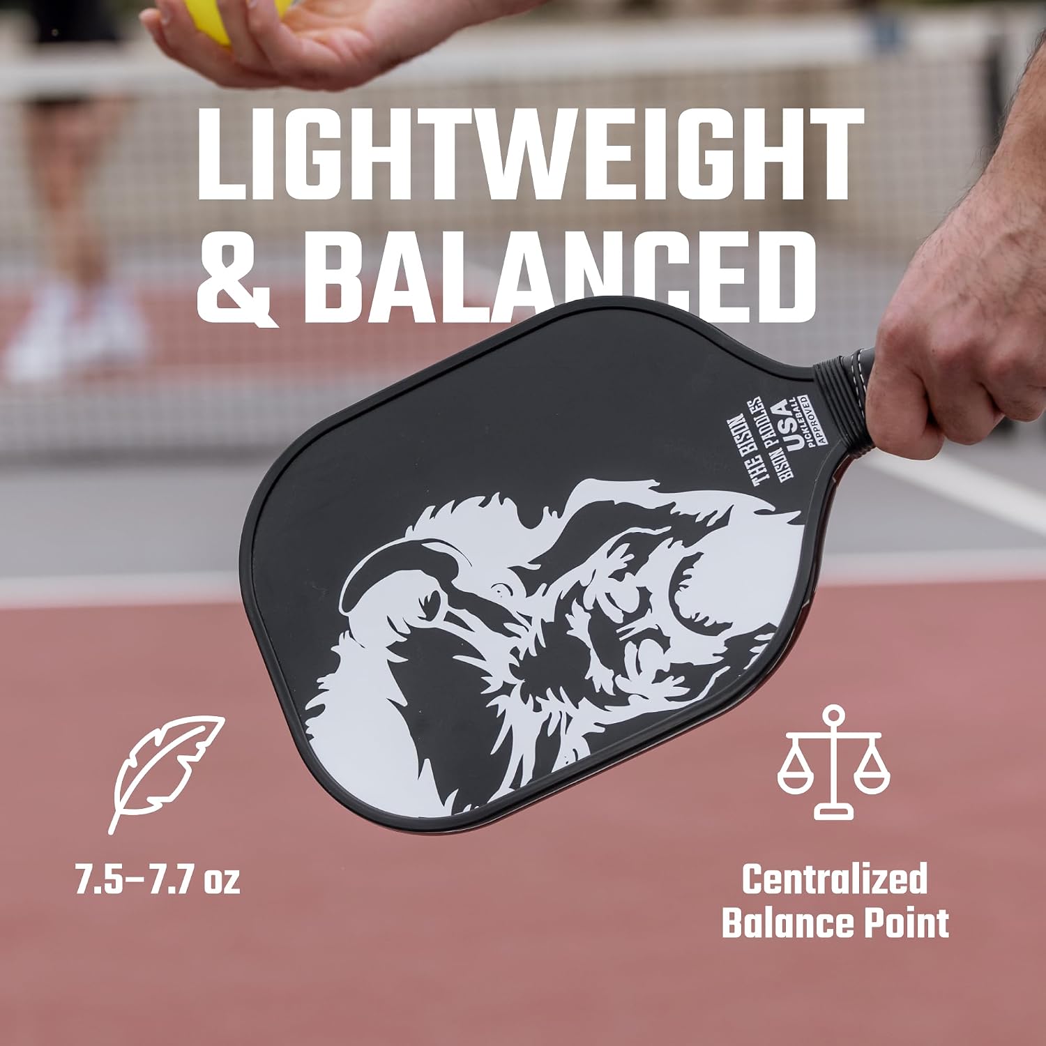 Bison Paddles: Carbon Graphite Pickleball Paddles - Lightweight Pickleball Rackets | Honeycomb Composite Core Improves Pickle Ball Placement and Increases Power | Durable Unibody Construction - Image 4