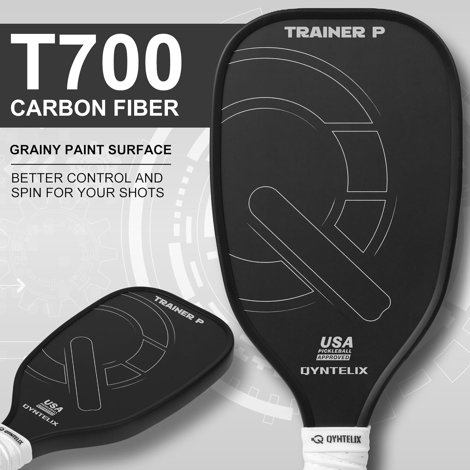 Pickleball Training Paddle -USAPA Approved Pickleball Trainer Practice Paddle,Carbon Fiber Particle Paint Frosted Surface, Extra Long Handle,16mm Core Sports Sweet Spot Training Racket - Image 2