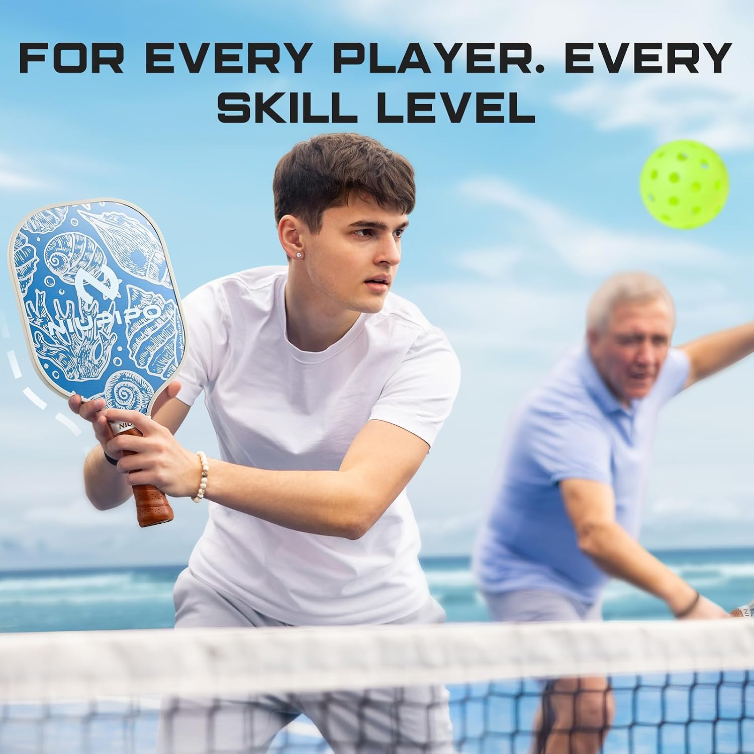 niupipo Pickleball Paddles Set of 2/4/1, USAPA Approved Carbon Fiber & Fiberglass Hybrid, Easy Power, Polypropylene Honeycomb Core, Cushioned 4.72" Grip, Bag/Cover, Pickleball Paddle Set for Men Women - Image 8