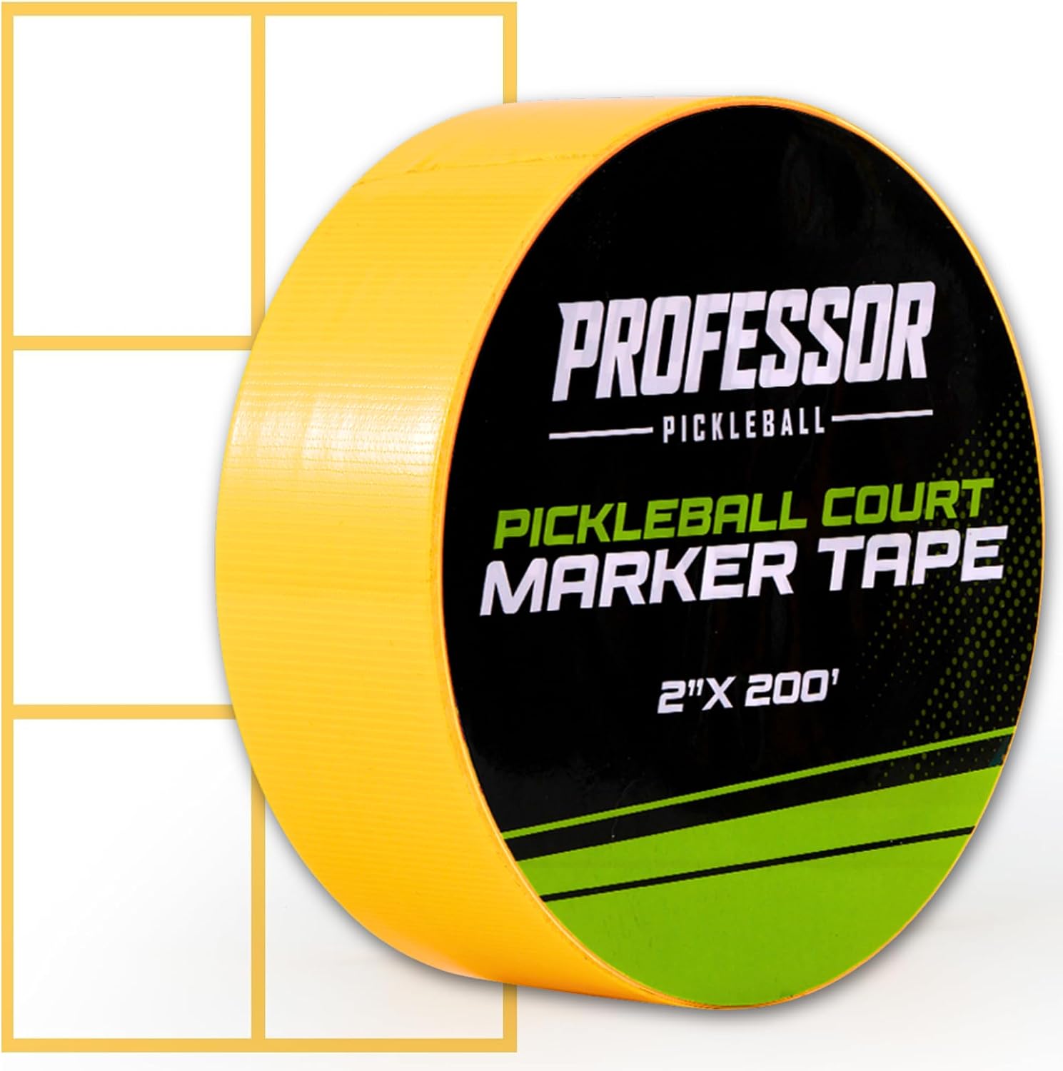 Professor Pickleball Court Tape - Makes Full Size Court - Outdoor Pickleball Marking Kit - 2" x 200 FT, Yellow Tape for Temporary Court Lines, No Residue, Quick and Easy Application
