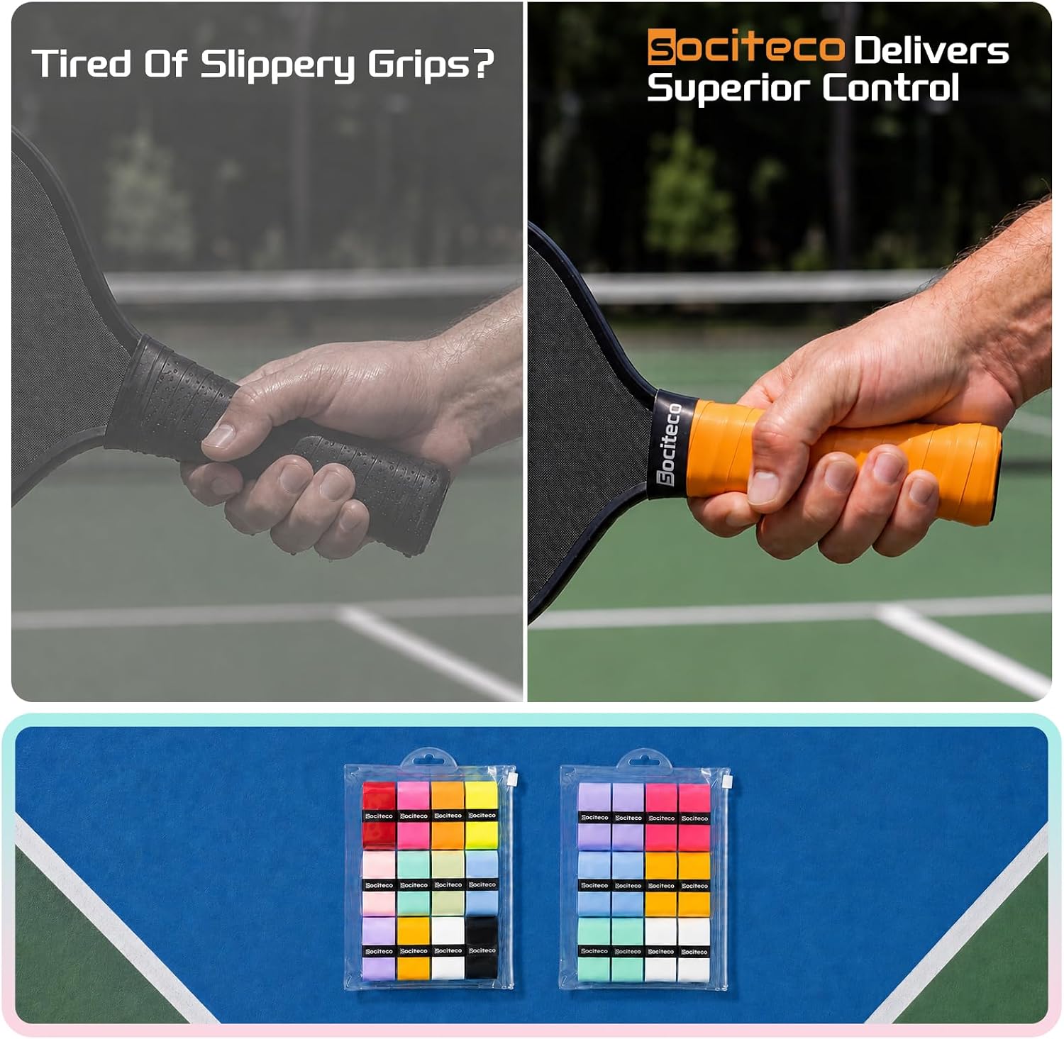 SOCITECO Pickleball Overgrip, Tacky Pickleball Grip Tape for Paddle | Anti-Sweat Pickleball Paddle Grip Tape, Non-Slip Pickleball Handle Wrap for Sweaty Hands, Secure Grip & Consistent Control - Image 6