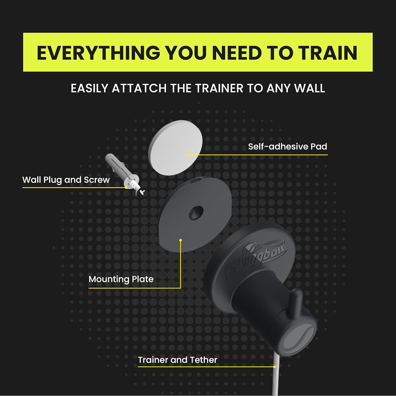 Swingball Pickleball Wall Trainer Set – Portable Solo Practice Paddle, Real Ball for Indoor and Outdoor, Designed to Improve Control, Accuracy, Reflexes & Overall Skill Development, Ages 6+ - Image 3