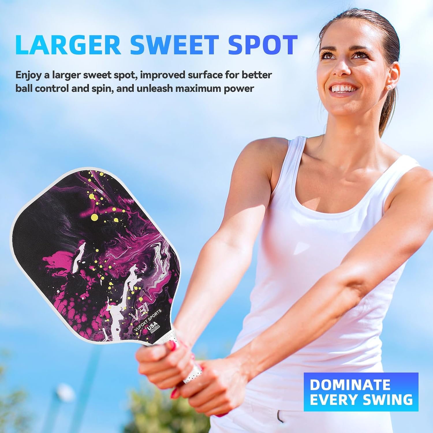 Pickleball Paddles Set of 2/4, USAPA Approved Carbon Fiber Surface Pickle Ball Set - 14mm PP Honeycomb Core of Lightweight Pickleball Rackets -Suitable for Beginners' Training and Game(Blue) - Image 4