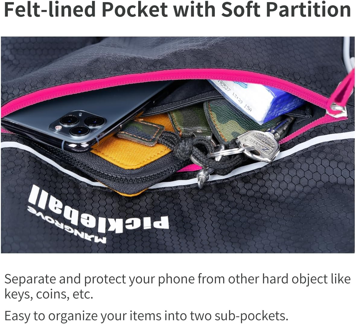 Mangrove Pickleball Bag with Fence Hook/Large Capacity/Safety Pocket | 600D Water-Resistant Pickleball Backpack, Reversible Air-mesh Sling Strap, Quick-Access Carry, Padded Back, For Court & Daily - Image 5