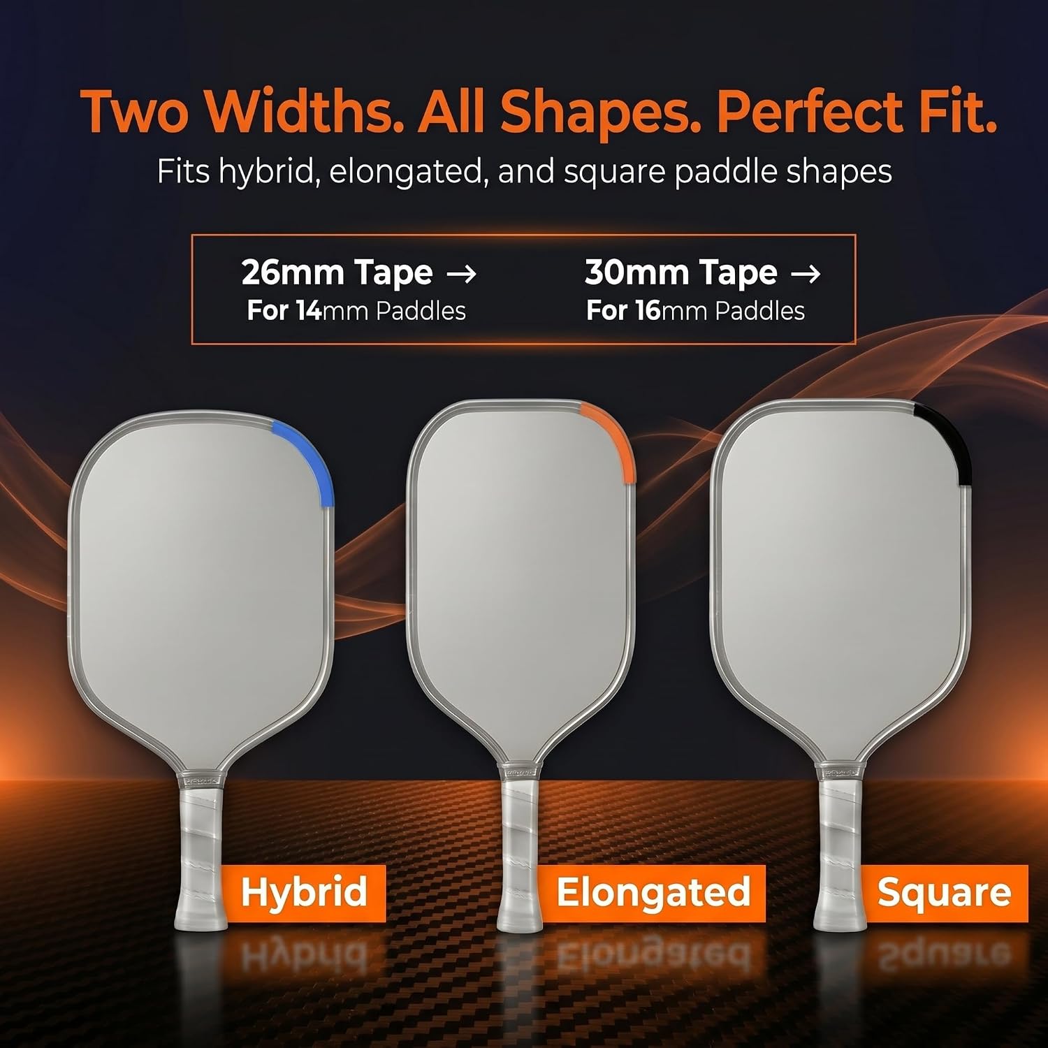 Pickleball Edge Guard Tape 3-Pack - Professional 3K Carbon Fiber & UV Printed Protection Tape for 14&16mm Paddles - Precision Fit 26/30mm Widths-No Residue Adhesive - Image 5