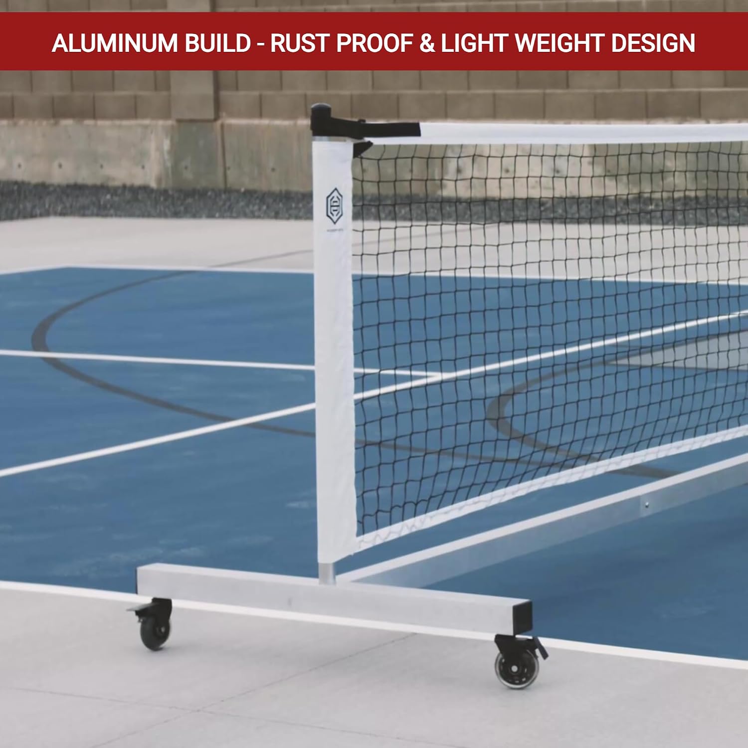 Dominator Standard Portable Pickleball Net - Indoor/Outdoor Regulation Pickleball Net - USAPA Compliant Pickleball Net on Wheels - System Includes Rolling Storage Bag & Locking Wheels - Image 3