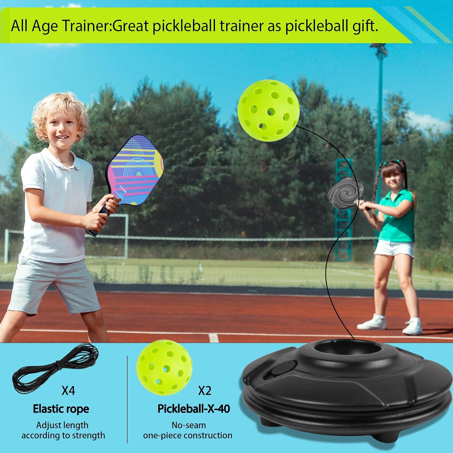 Match Buddy Pickleball Trainer with String Sportastic Pickleball Practice Rebounder Accessories Training Aids and Equipment Indoor Hitting Trainer Machine Outdoor - Image 4