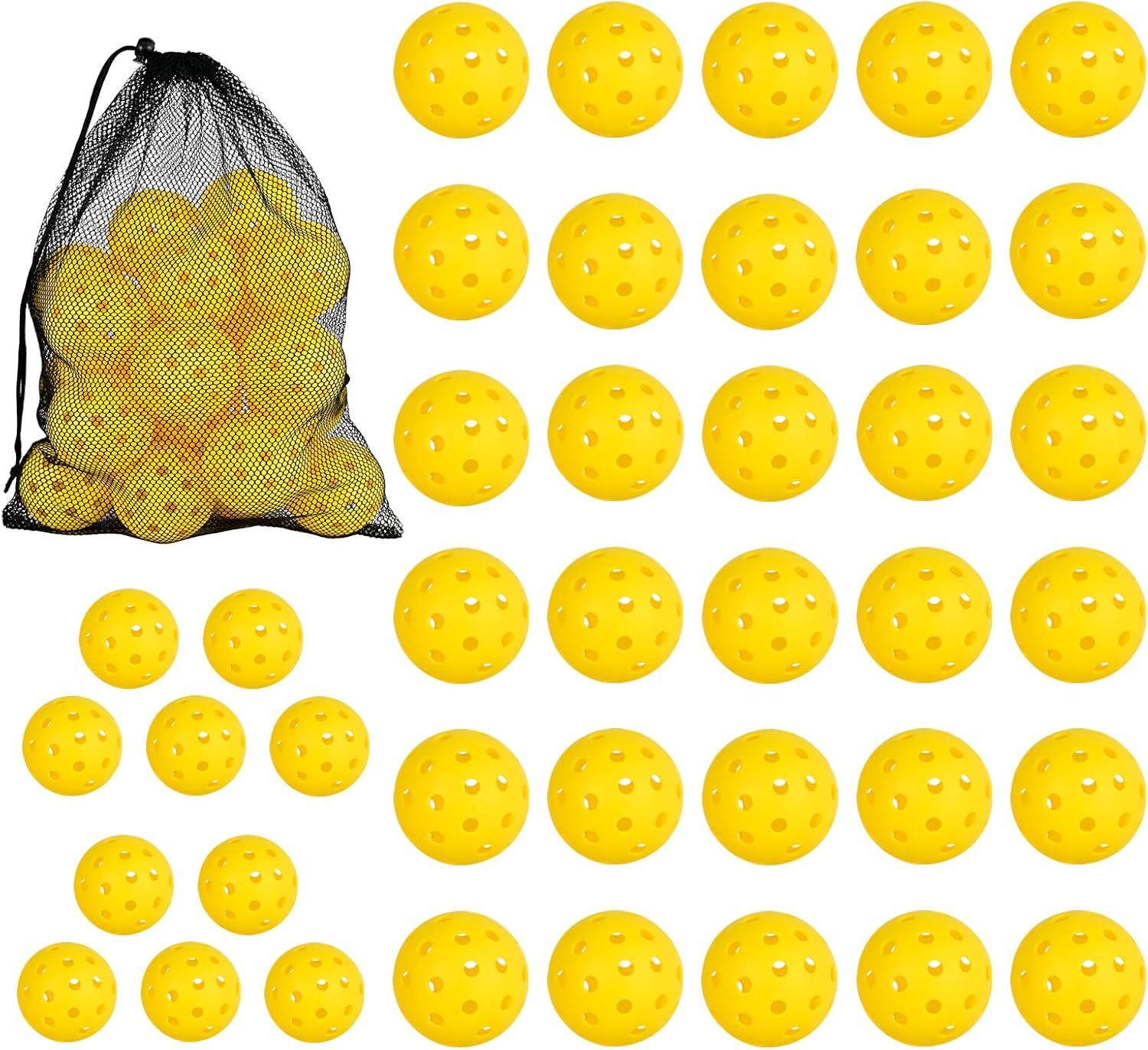 PICKLETECH Pickleball Balls 20Pack|40Pack, 40 Holes USAPA Approved Pickleball Balls with Mesh Bag, Perfectly Balanced, High Bounce True Flight, Outdoor Pickleball Balls for Tournament Play
